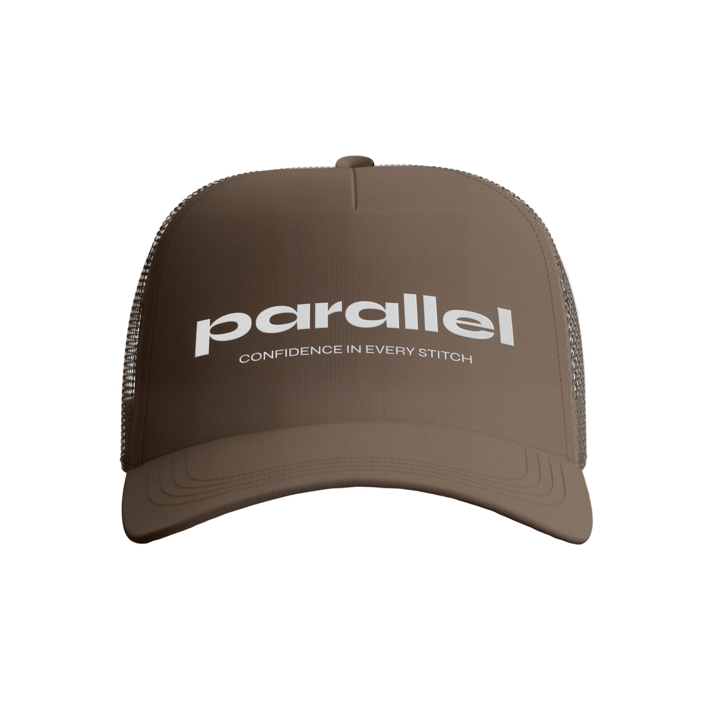 Brown cap with 'parallel' logo on a white background